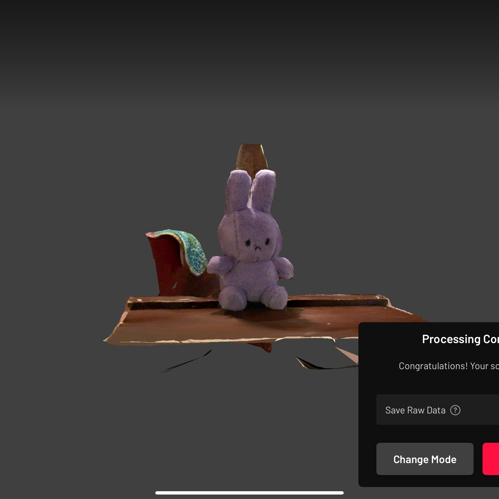 third scan of the bunny plushie, I did this scan to attempt to capture more details, because at this Point, I have seen what it looks like imported into C4D. I thought I would be able to make the details better, and I'd like to think I somewhat suceeded in that.