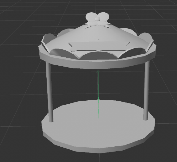 Final model for my 4th model, I chose not to color it, because I wanted the picture to capture the different shapes and I 
                 believed that adding color to the model at this stage would take focus away from those shapes I wanted focus on.
                 I think that this turned out pretty well, the only feedback I would want to grow from is modeling objects more organically, or to stop making objects look so rigid, since 
                 in the end, they are the base shapes that have been stretched and adjusted to fill what I had in mind. Even if I 
                 were to break down the ribbon bow at the top to its basic shapes, it would still be difficult to capture
                 the exact shape of the original