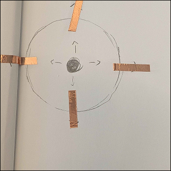 Played around with copper tape again, taping over sketch designs I had created to make circuts or connections for my makey makey to latch onto.