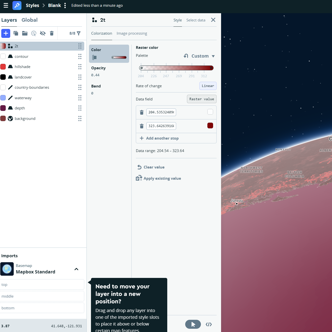 Earlier Picture that I took while using mapbox early on.