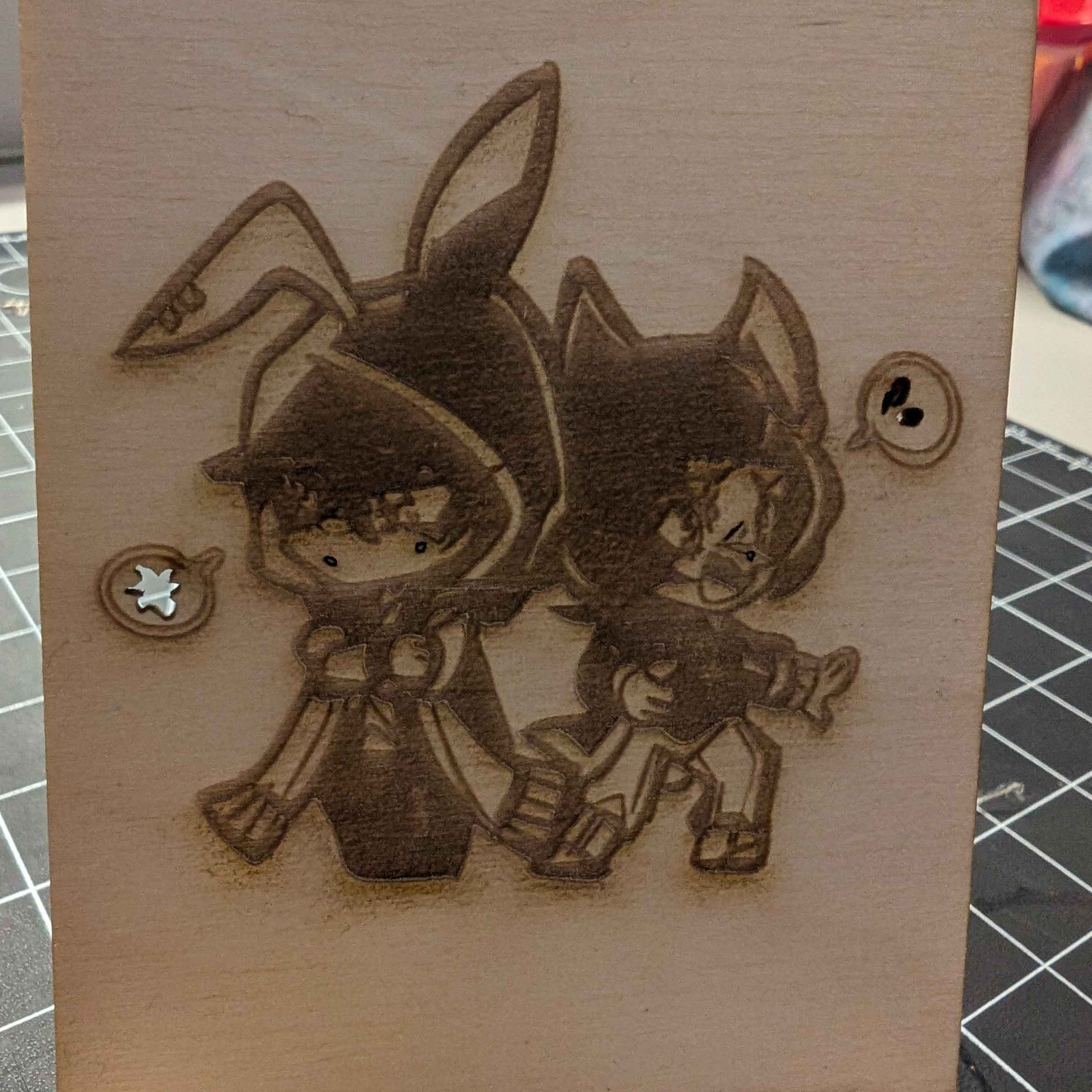 Close up of the final cut out or my laser cutting experience. I'm very happy with the results.