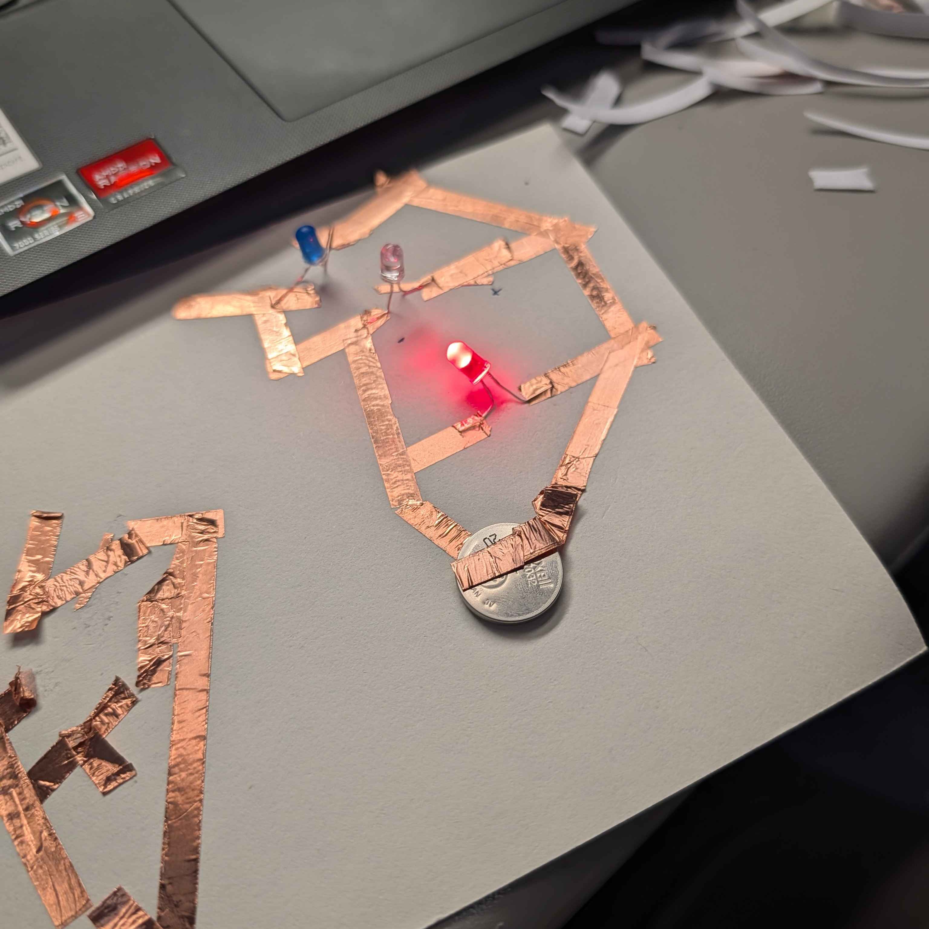 Even after I wasn't Pressing down or putting pressure to the copper tape, the light still stayed on.