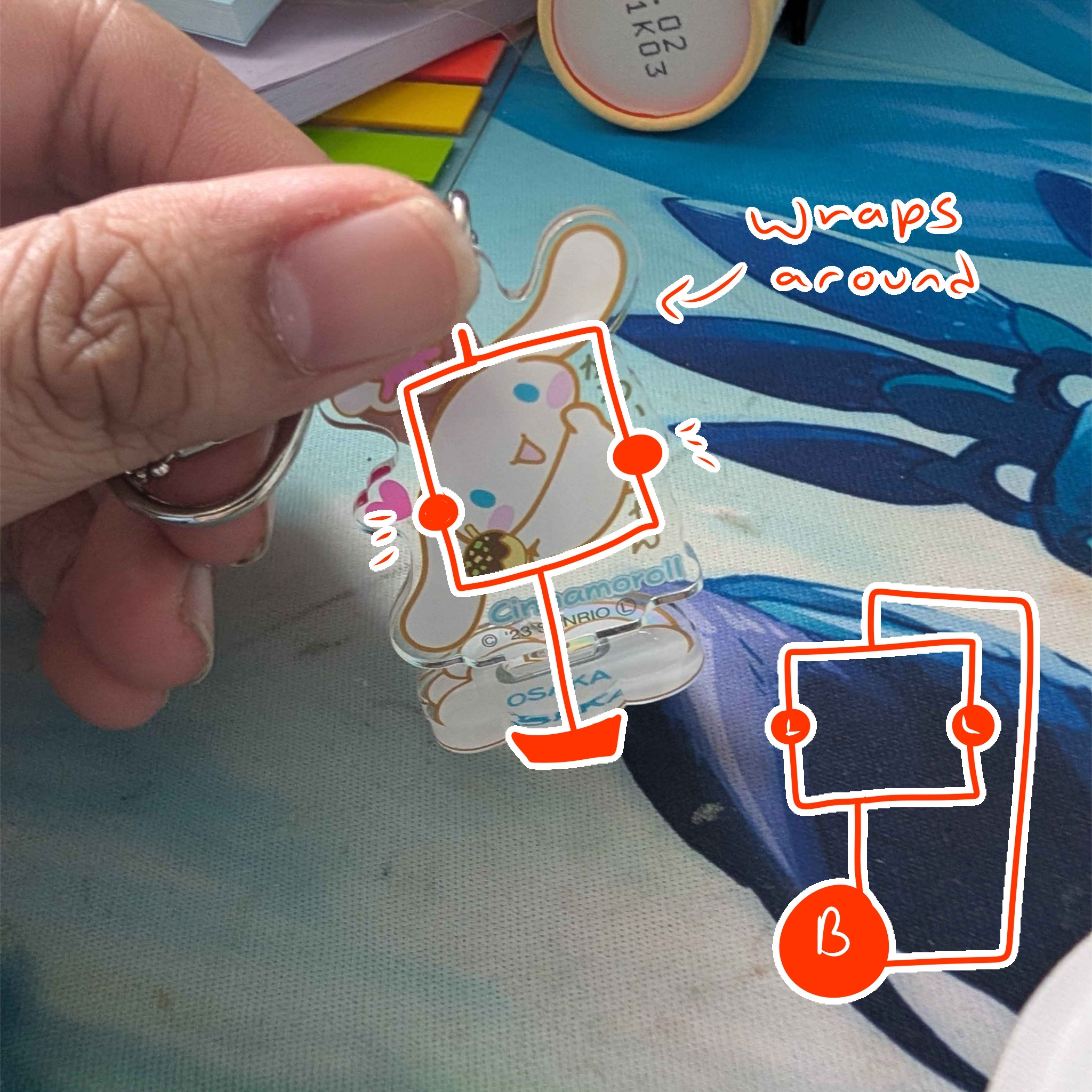 When light hits the figure right,  the colors of the figure is reflected and projected. I thought it would be nice to give the characters a spotlight. It would be triggered by inserting the standee in the slot used to hold it up. Connecting the circuts and making the lights turn on.