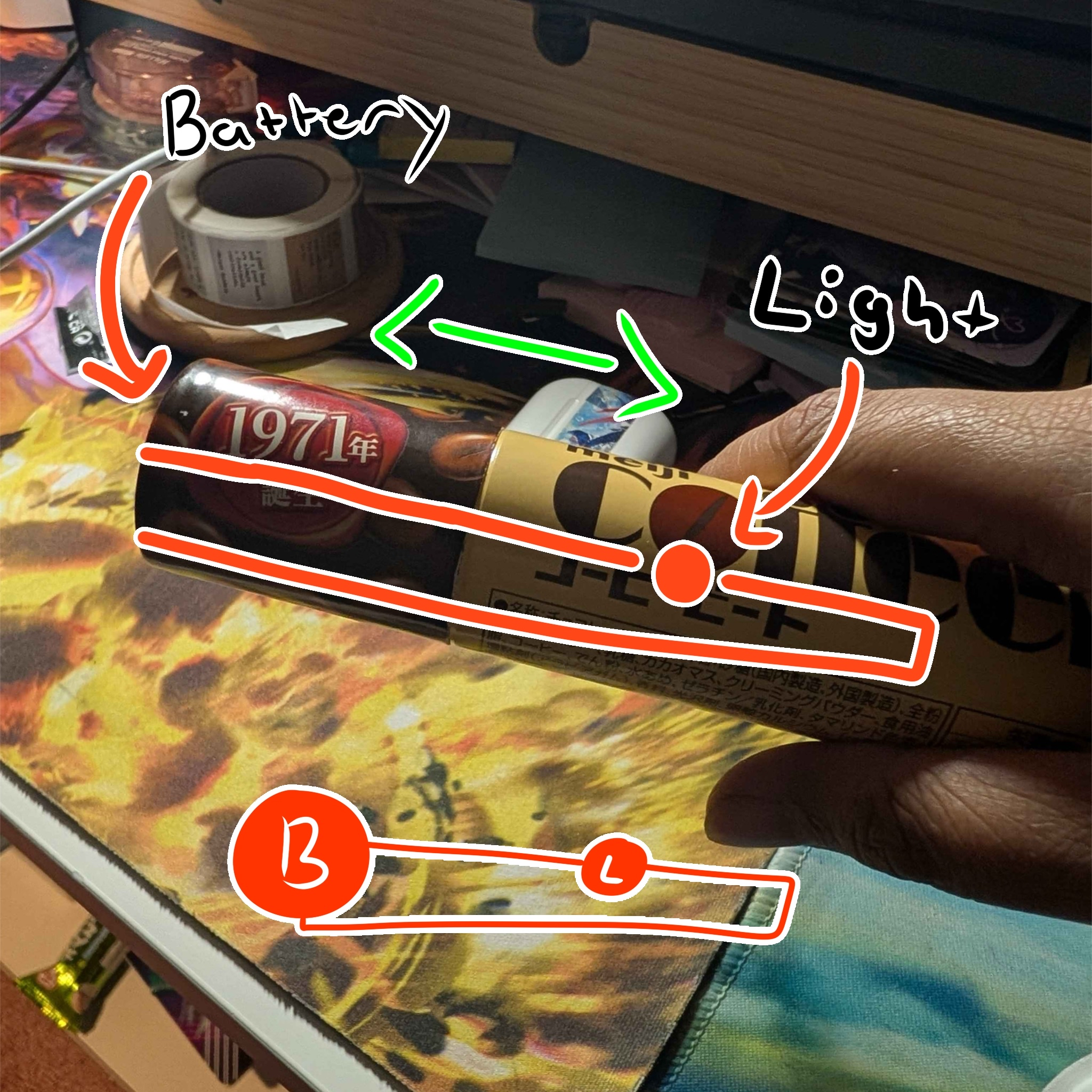 The container would play a nosie when it closes, serving its purpose in waking me up and reminding me that I have work to do.