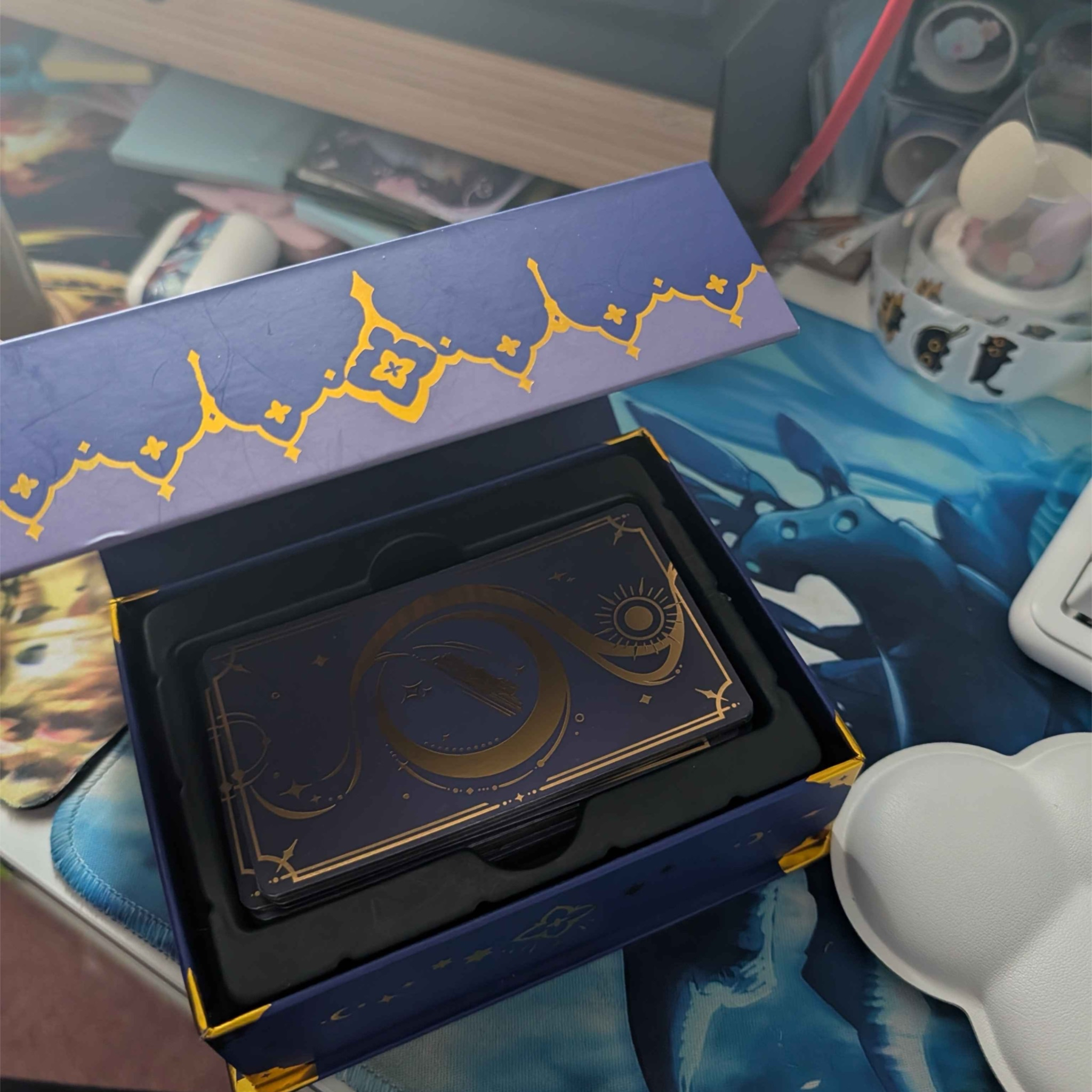 I picked my tarot card box because I wanted to play around with the fact that it opens and closes, thinking that could trigger an effect.